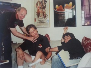 The Igloo Writers: Peter Burke, Steve Werblun, and me hard at work in Peter's office on Hollywood/Vine. 1993.
